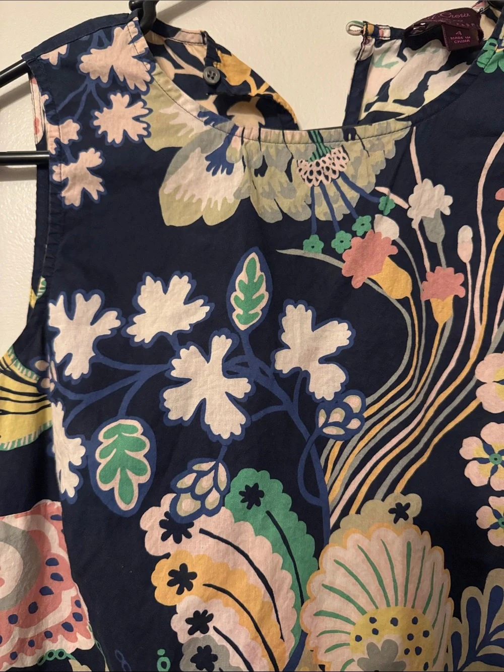J. Crew Liberty Fabrics Navy Floral Print Sleeveless Blouse